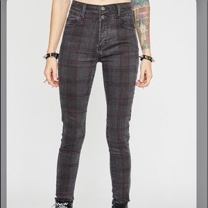 dark blue plaid pants
